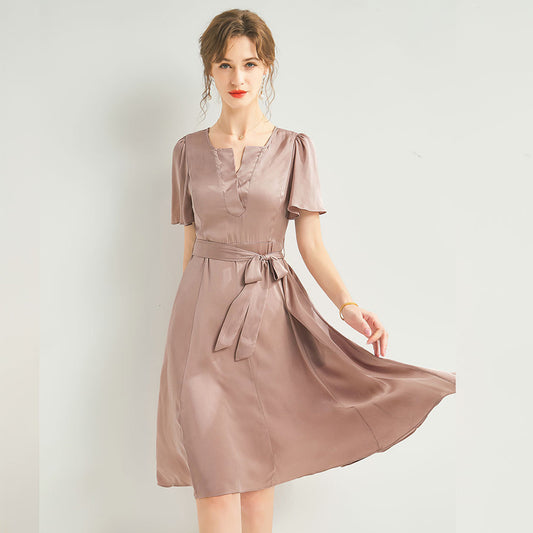 MXX170 Silk Elegant V-neck Dress