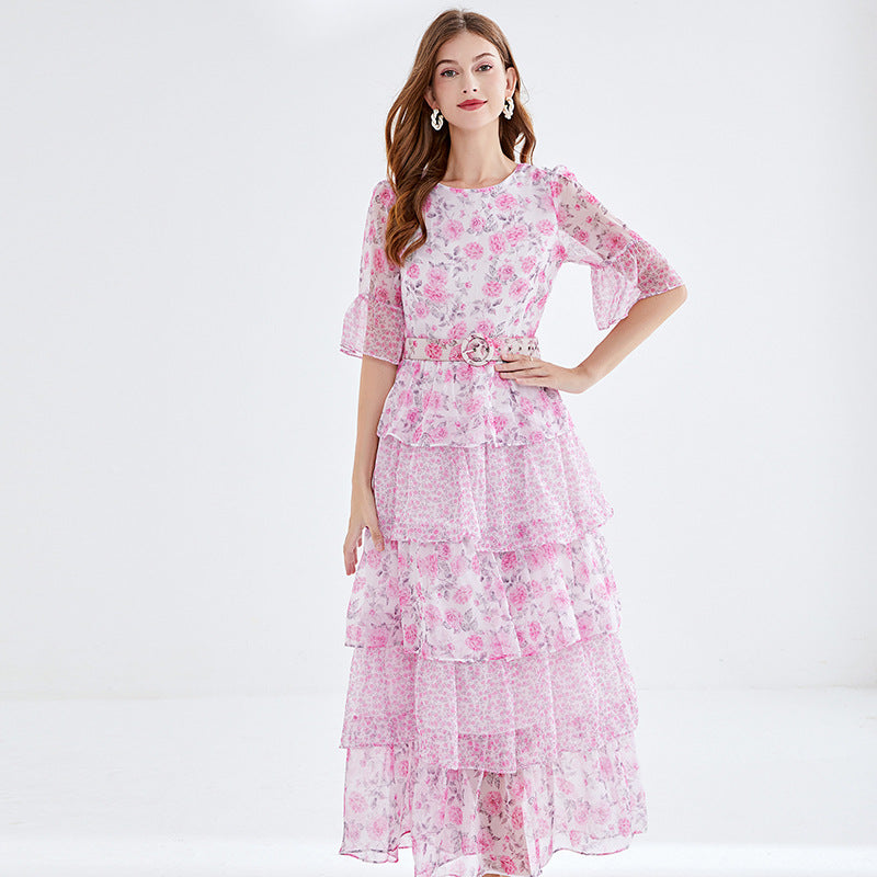 MXX90 Printed Cake chiffon dress