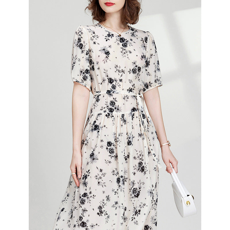 MXX155 Women print silk dress