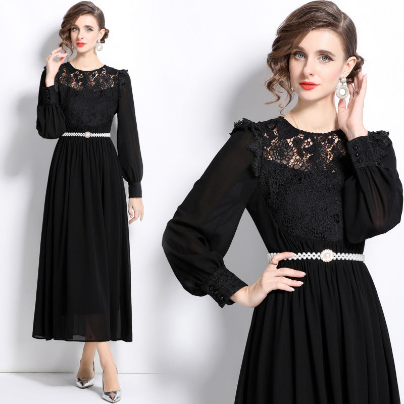 MXX100 Lace Patchwork Chiffon dress