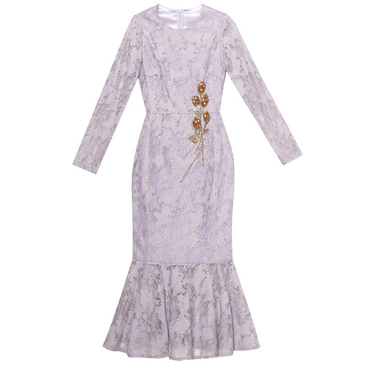MXX195 Slim Mid-length Fish tail Dress