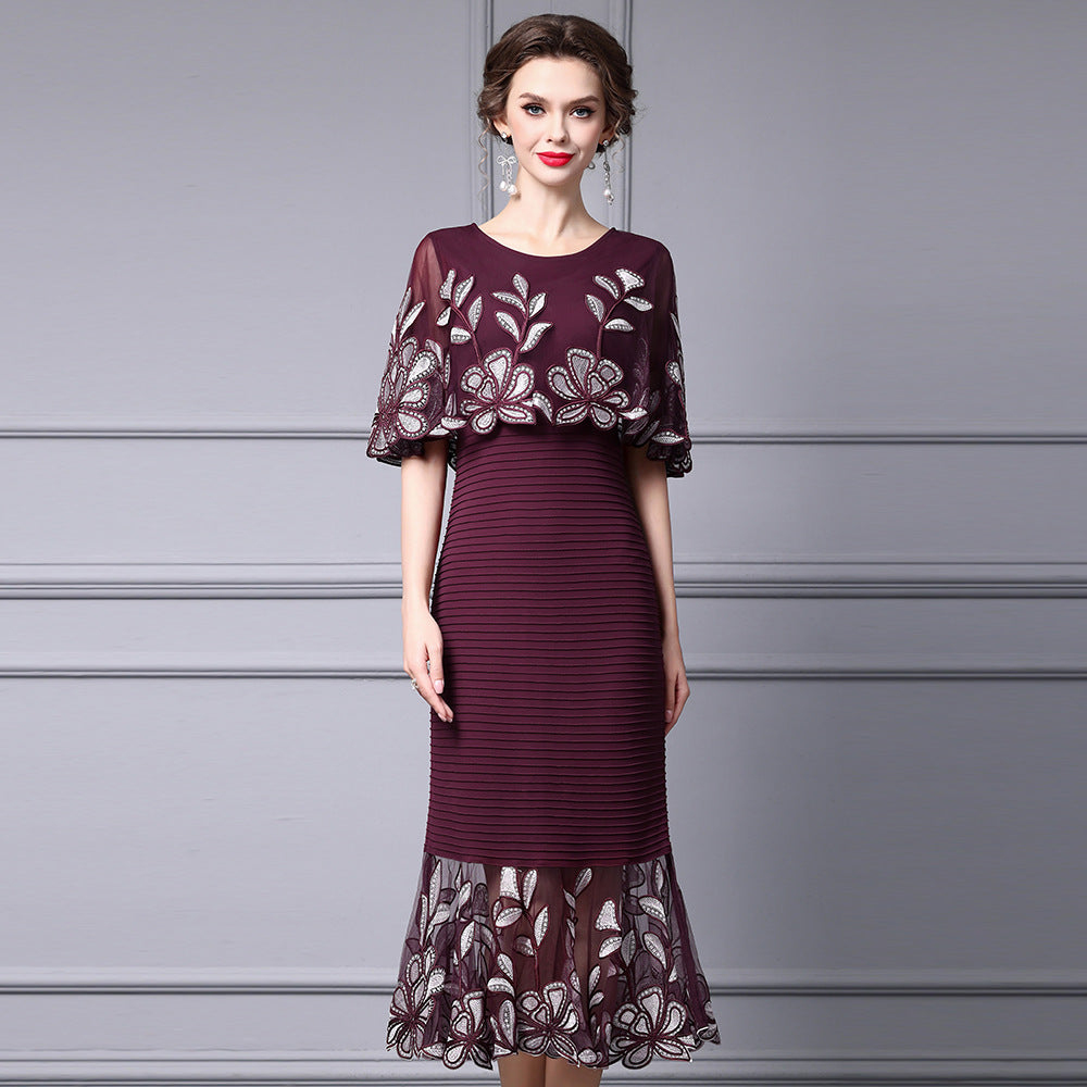 MXX180 Cloak Sleeves Mermaid Dress