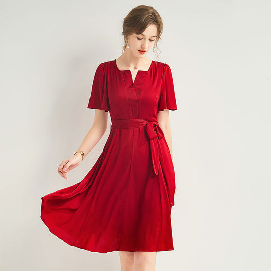 MXX170 Silk Elegant V-neck Dress