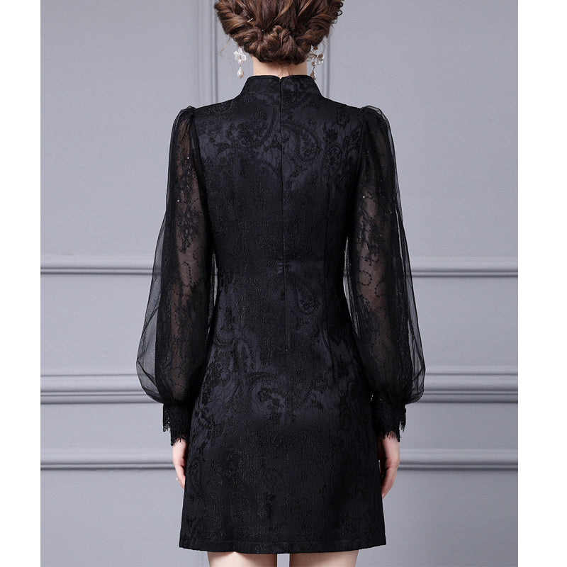 MXX190 Embroidered Lace Cheongsam Dress