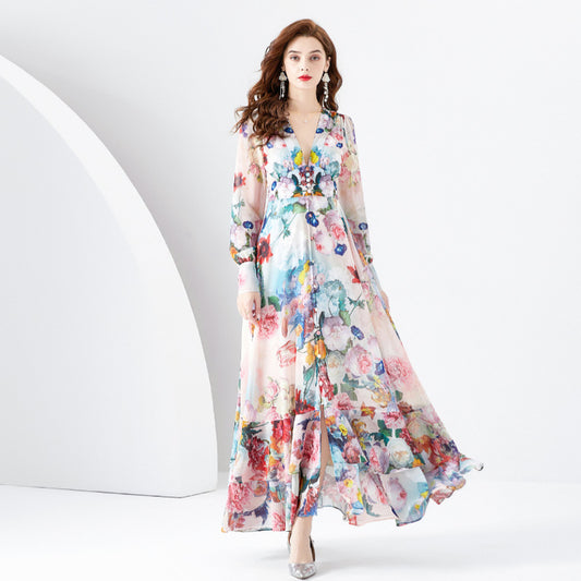 MXX70 Colorful print long dress