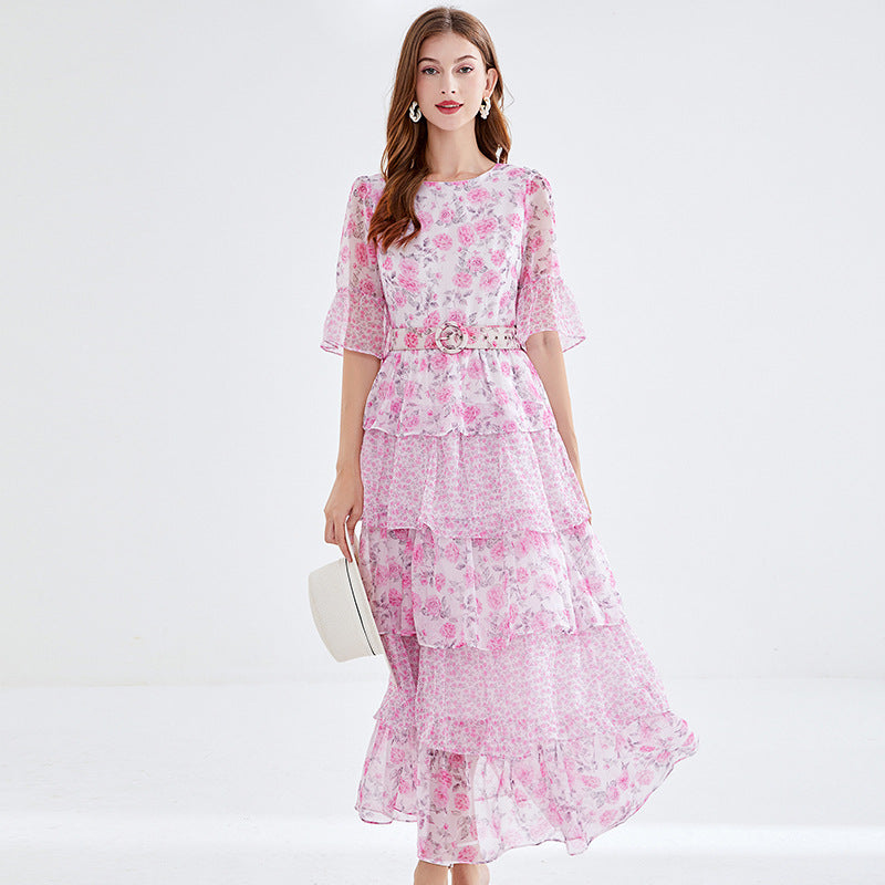 MXX90 Printed Cake chiffon dress