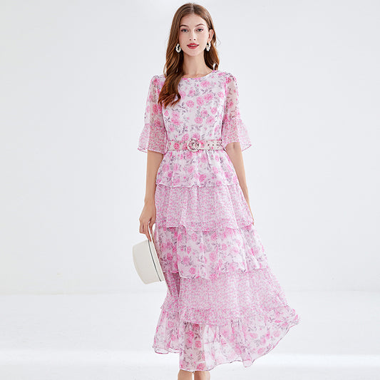 MXX90 Printed Cake chiffon dress