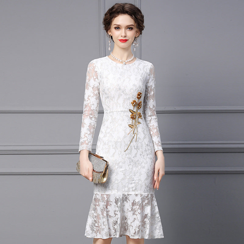 MXX195 Slim Mid-length Fish tail Dress
