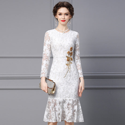 MXX195 Slim Mid-length Fish tail Dress