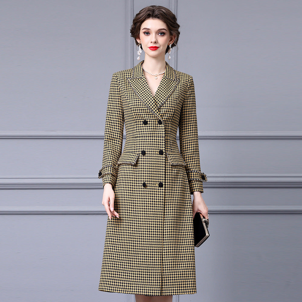MXX215 Bird Grid waist show thin Dress