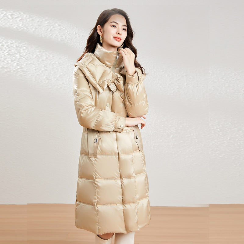 MXX295 Warm Long Slimming Hooded Down Coat