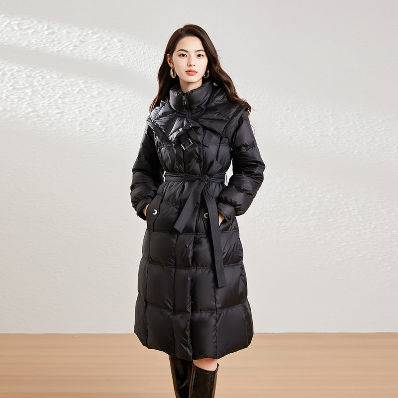 MXX295 Warm Long Slimming Hooded Down Coat