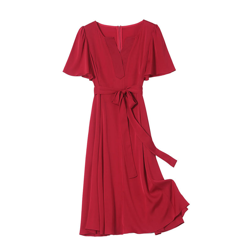 MXX170 Silk Elegant V-neck Dress