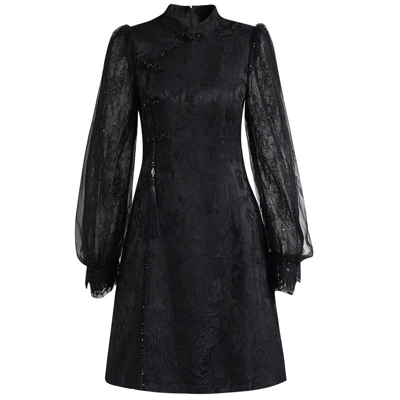 MXX190 Embroidered Lace Cheongsam Dress
