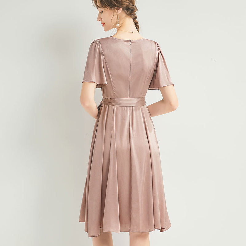 MXX170 Silk Elegant V-neck Dress