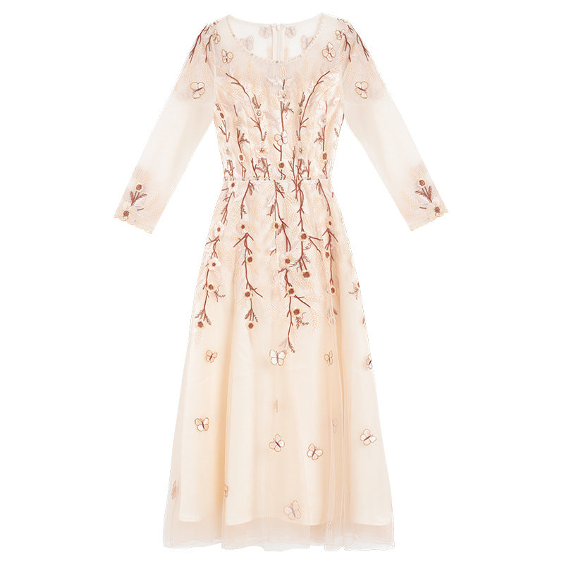 MXX185 O Collar Embroidered evening Dress