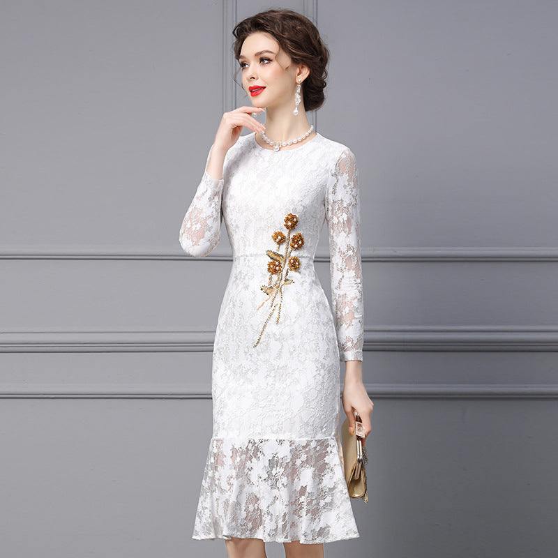 MXX195 Slim Mid-length Fish tail Dress