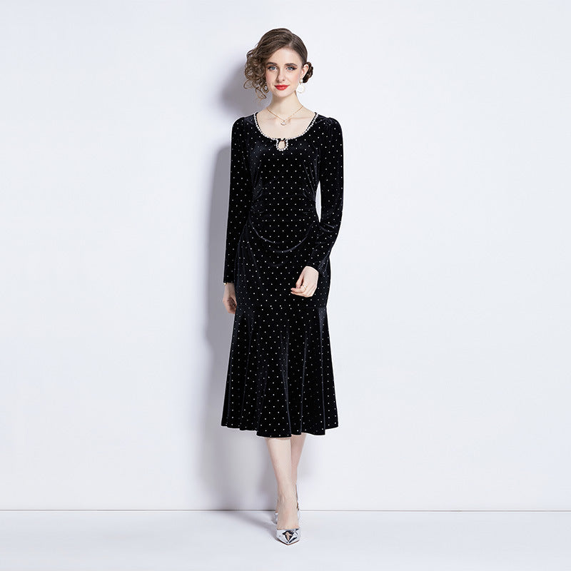 MXX35 Fishtail Velvet Dress