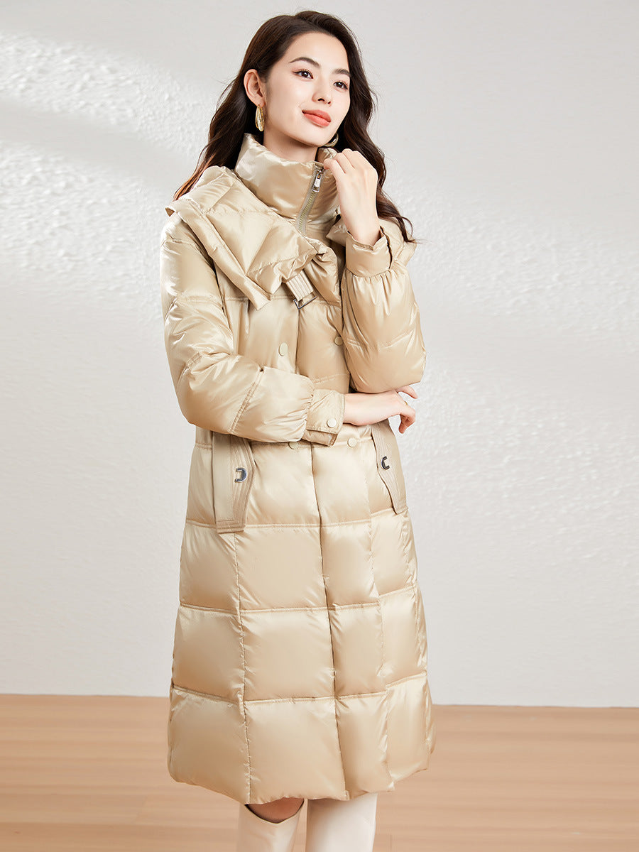 MXX295 Warm Long Slimming Hooded Down Coat