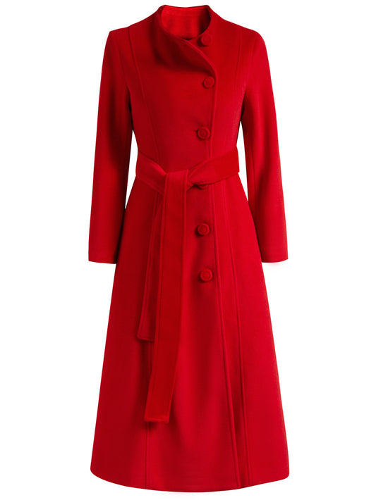MXX265 Red waist worsted wool Coat