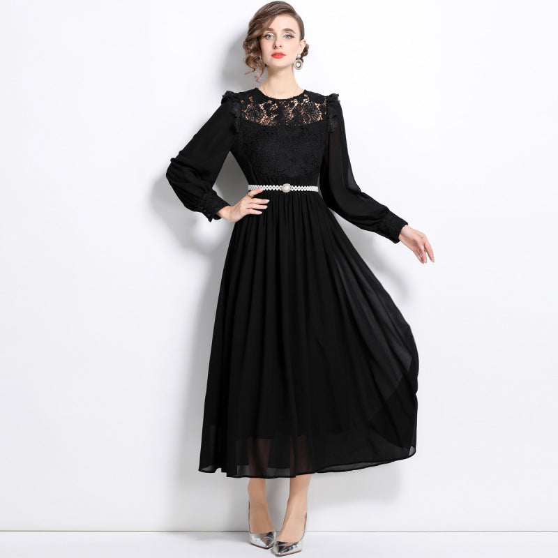 MXX100 Lace Patchwork Chiffon dress