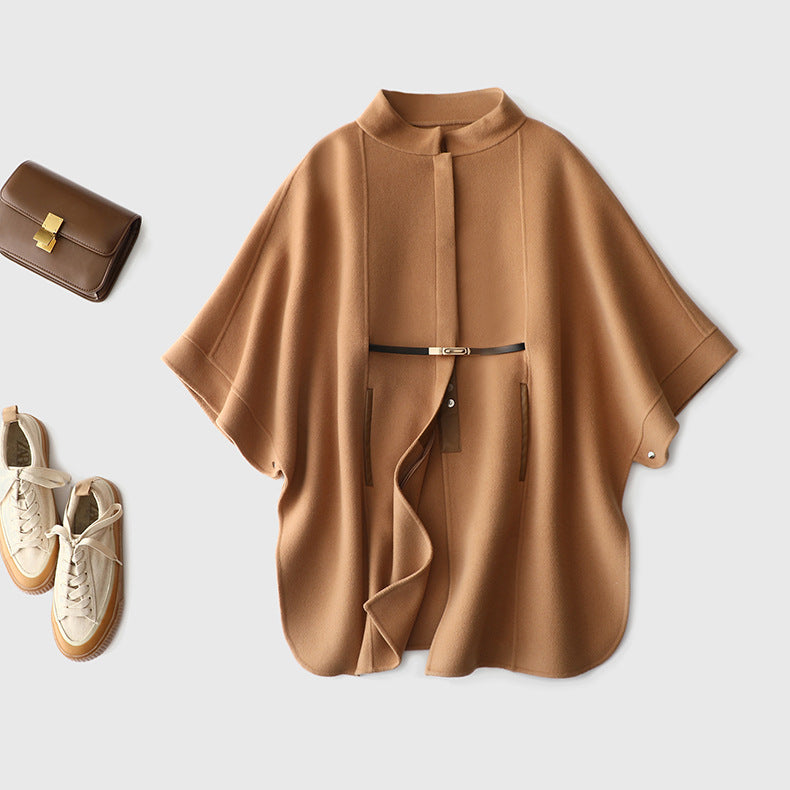 MXX310 cashmere cloak fluffy wool cape