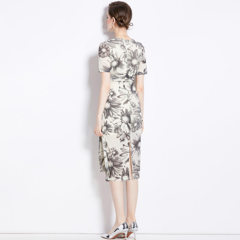 MXX55 Women V-neck flower dress