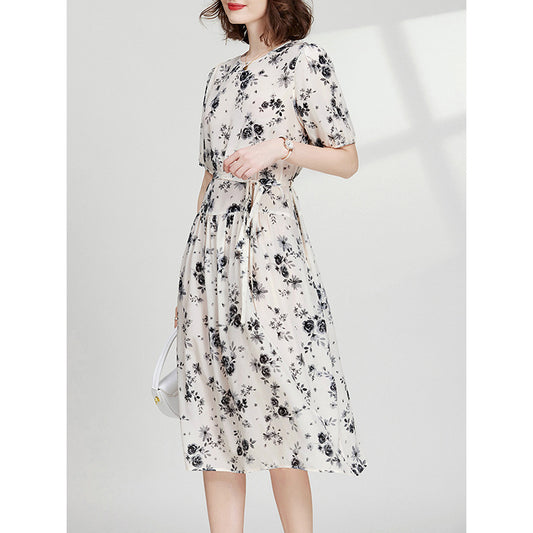 MXX155 Women print silk dress