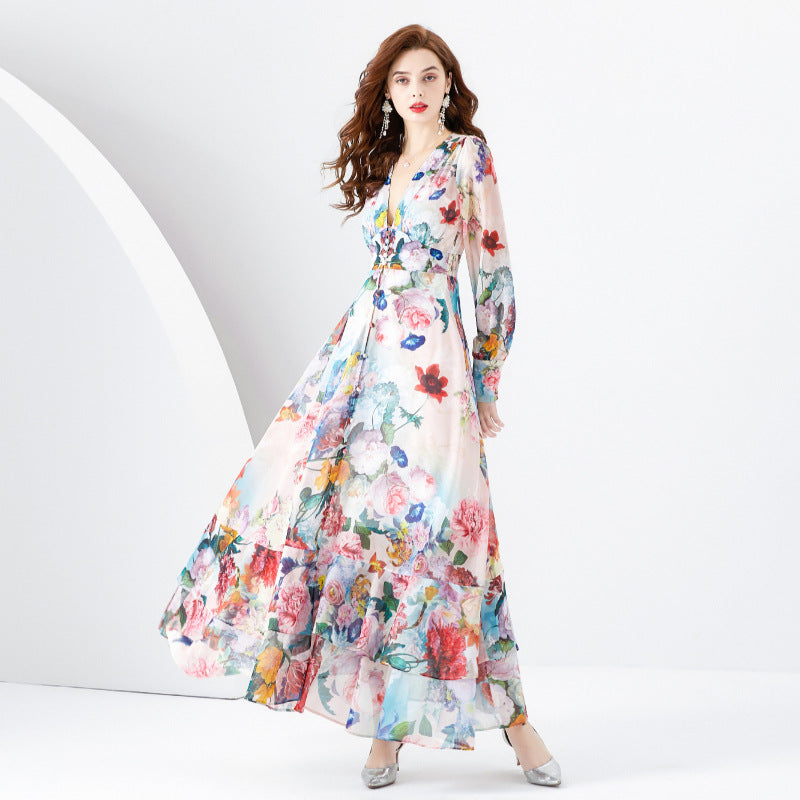 MXX70 Colorful print long dress