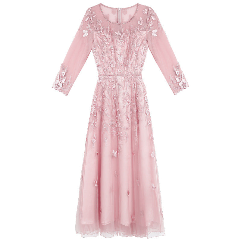 MXX185 O Collar Embroidered evening Dress