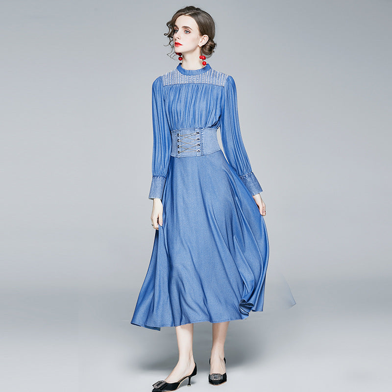 MXX140 Women Beads Denim dress