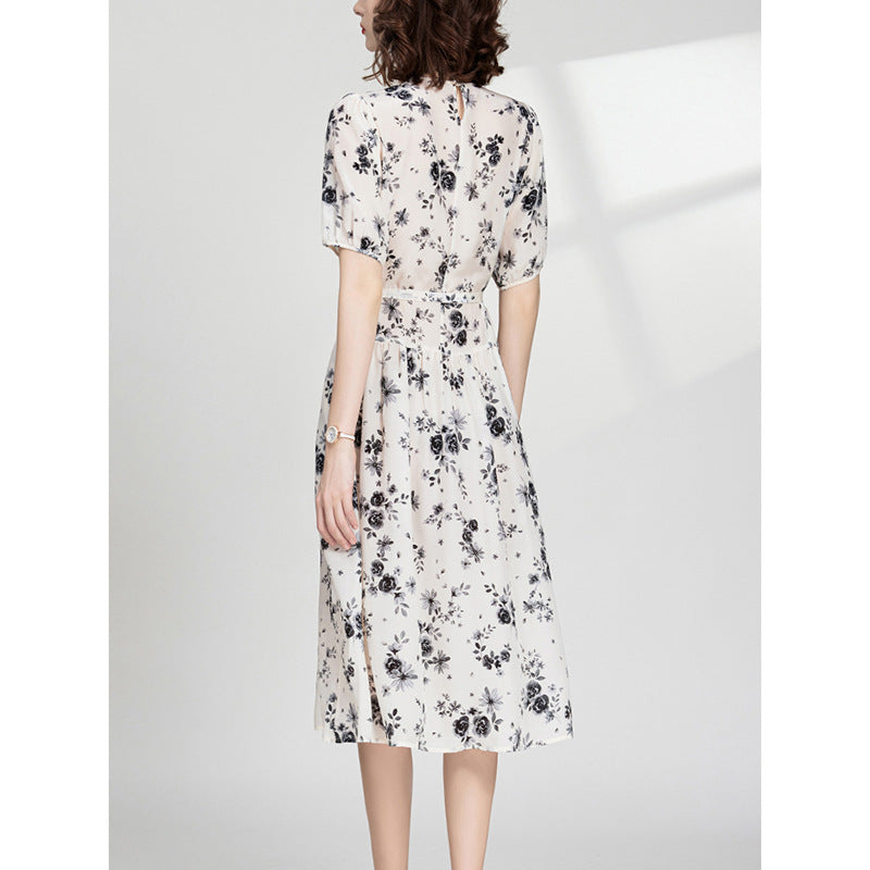 MXX155 Women print silk dress