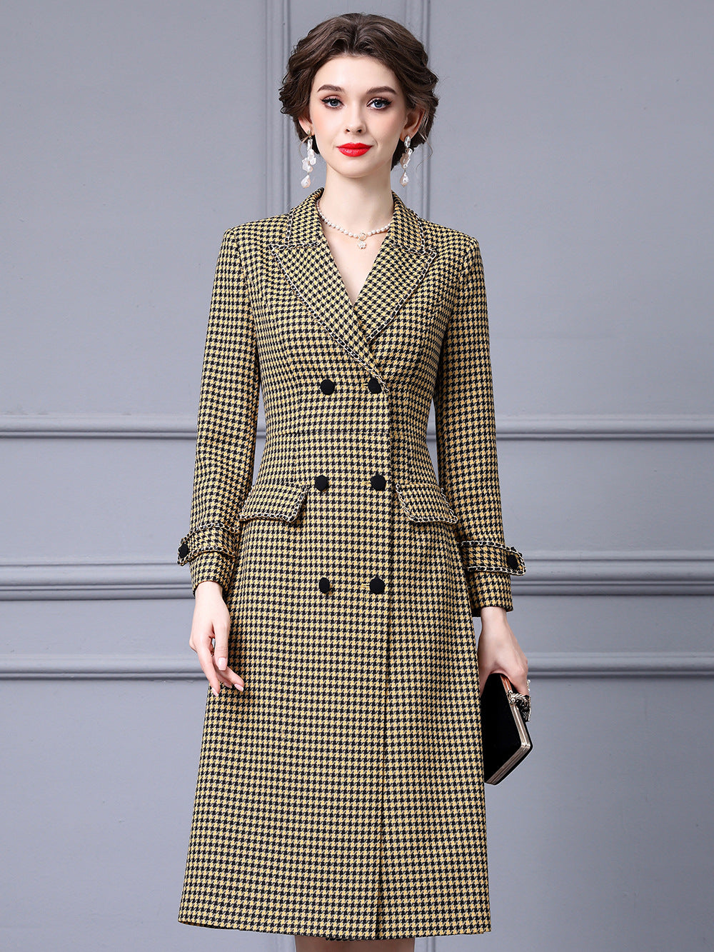 MXX215 Bird Grid waist show thin Dress