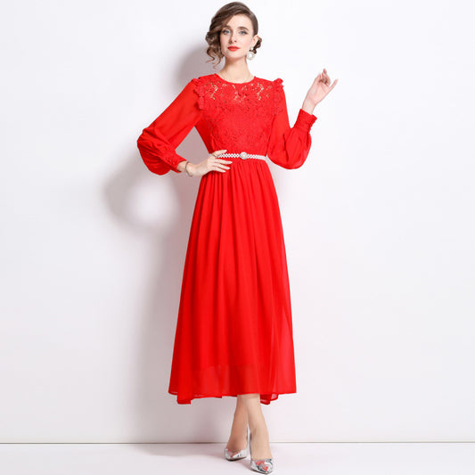 MXX100 Lace Patchwork Chiffon dress