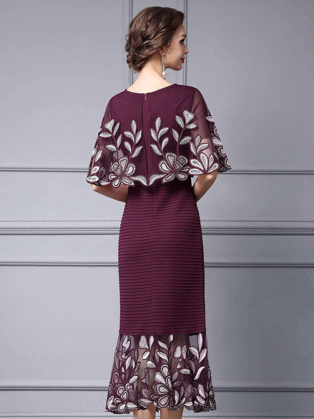 MXX180 Cloak Sleeves Mermaid Dress