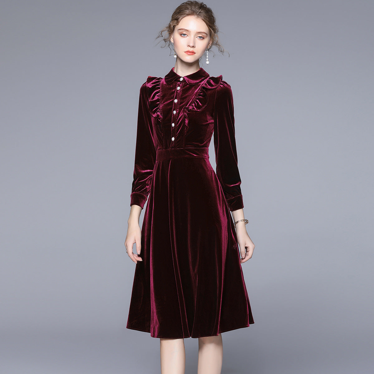 MXX130 Retro Velvet Long Dress