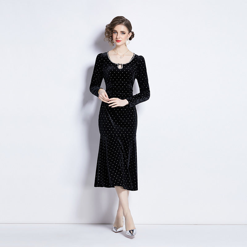 MXX35 Fishtail Velvet Dress