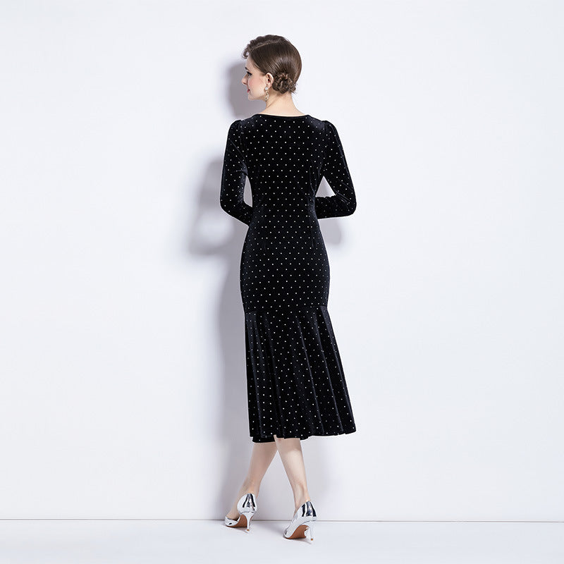 MXX35 Fishtail Velvet Dress