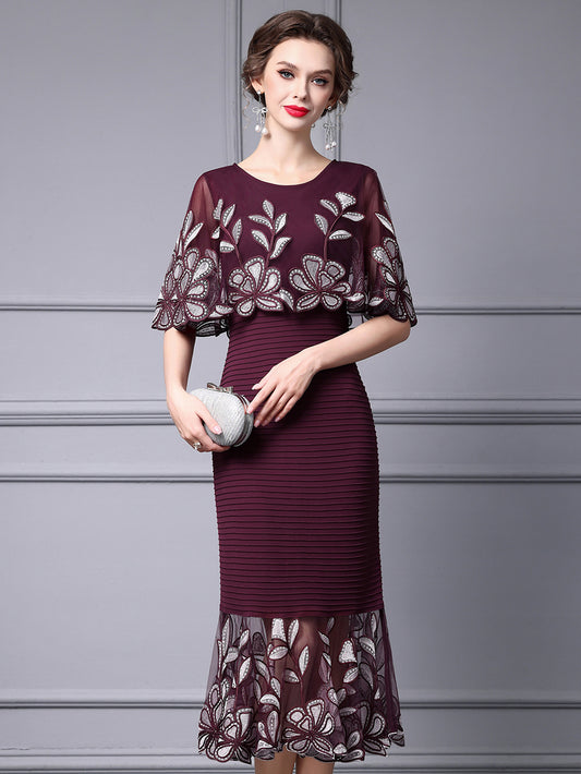 MXX180 Cloak Sleeves Mermaid Dress