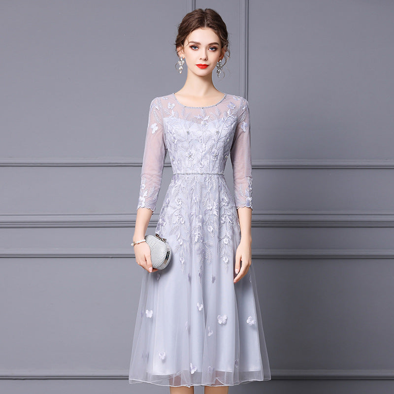 MXX185 O Collar Embroidered evening Dress