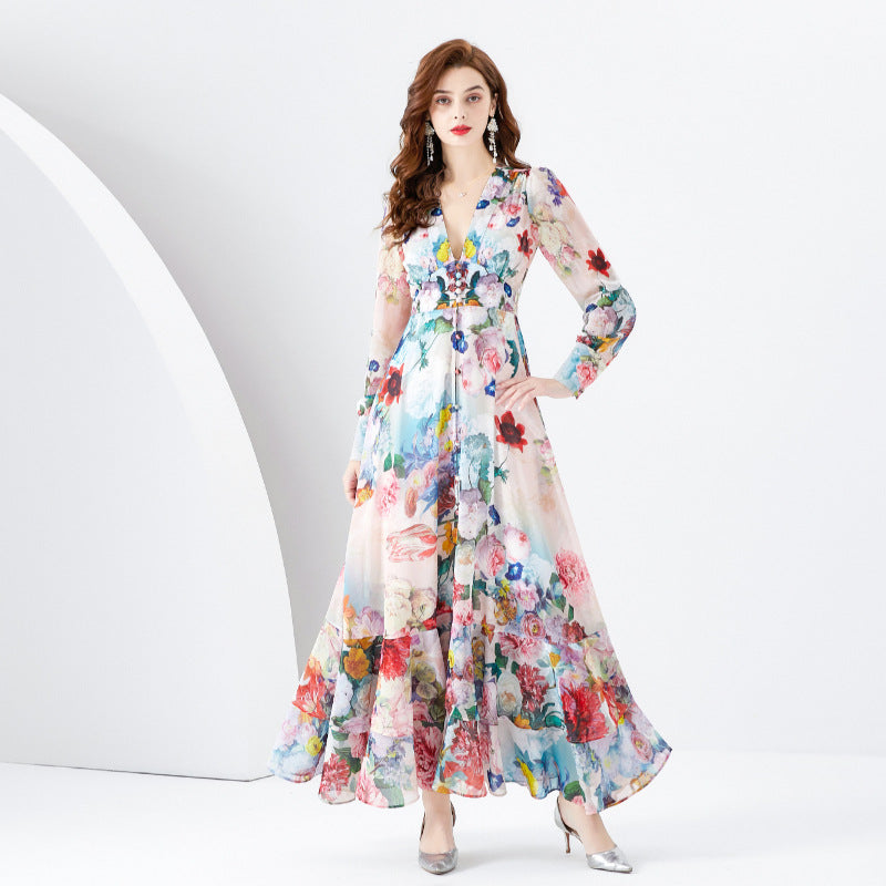 MXX70 Colorful print long dress