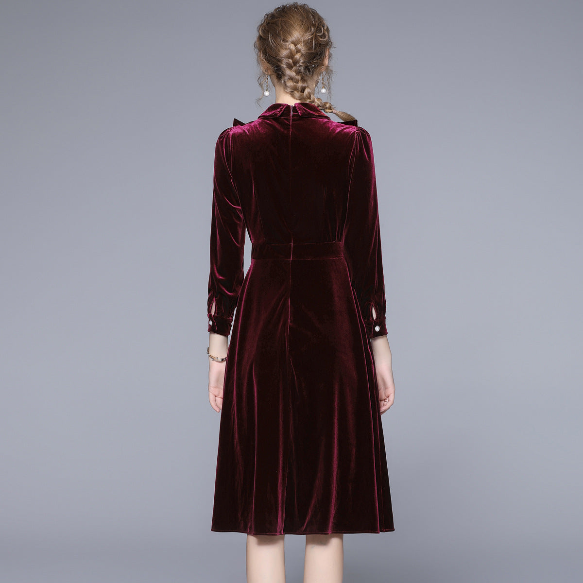 MXX130 Retro Velvet Long Dress