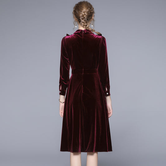 MXX130 Retro Velvet Long Dress