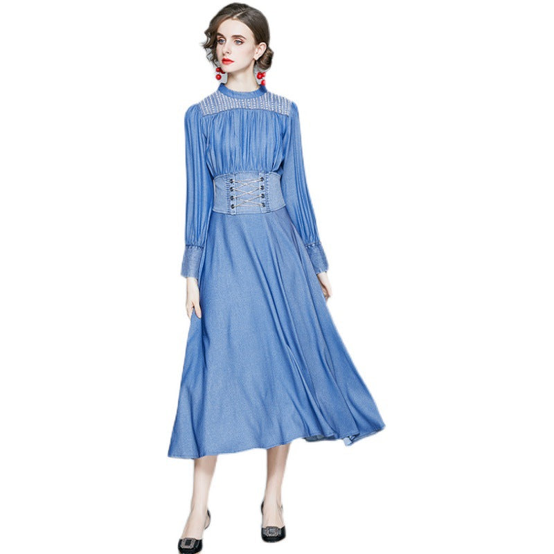 MXX140 Women Beads Denim dress