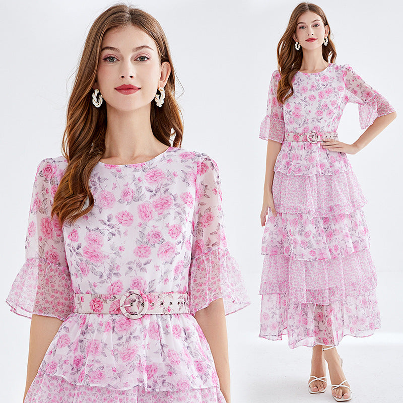 MXX90 Printed Cake chiffon dress