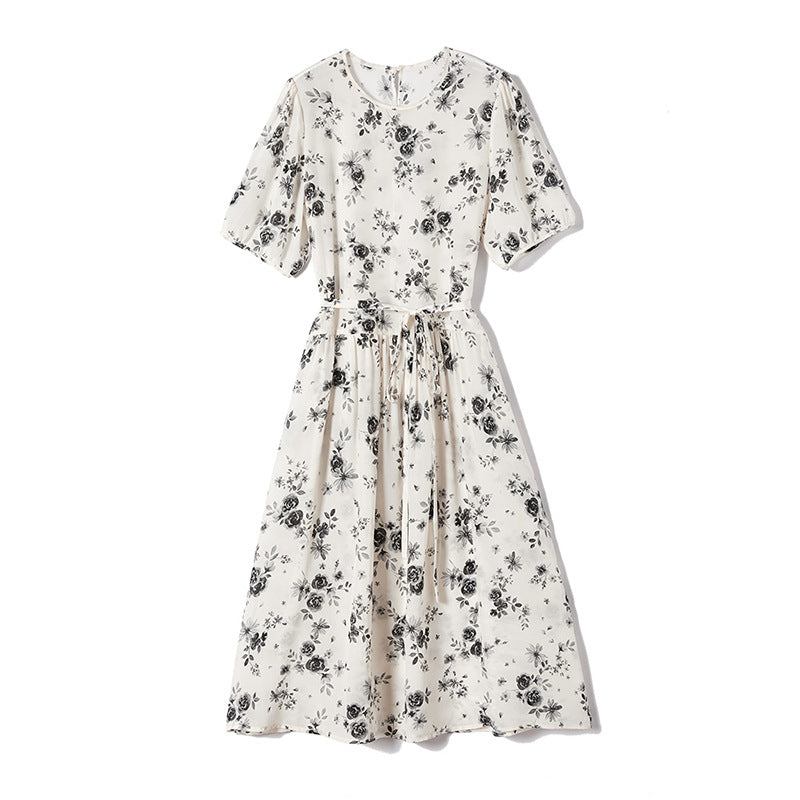 MXX155 Women print silk dress