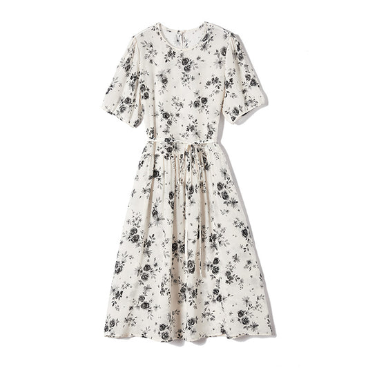 MXX155 Women print silk dress