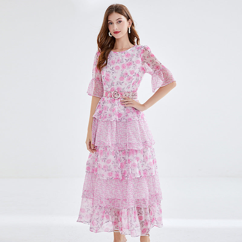 MXX90 Printed Cake chiffon dress