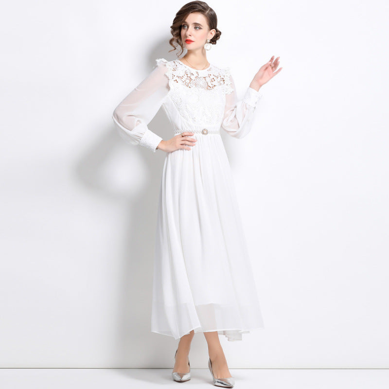 MXX100 Lace Patchwork Chiffon dress