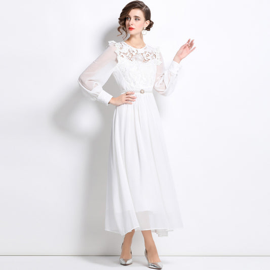 MXX100 Lace Patchwork Chiffon dress